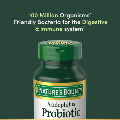 Nature's Bounty Acidophilus Probiotic | Daily Digestive Health Support | 100 Million Organisms | Vegetarian Formula | 120 Tablets
