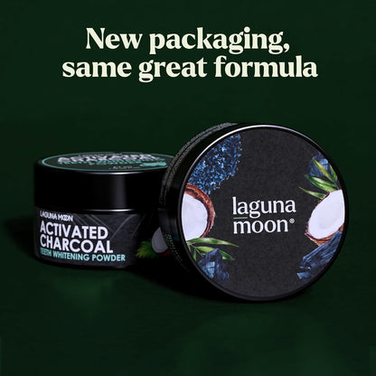 Lagunamoon Activated Charcoal Teeth Whitening Powder – 50g, Natural Coconut Charcoal, Safe on Gums & Enamel, Stain Remover