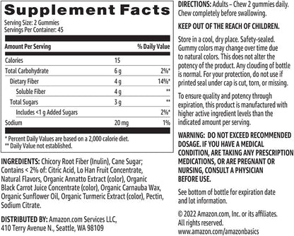 Amazn Basics Fiber Gummies | Digestive Health & Regularity Support | Natural Fruit Flavors | 90 Gummies