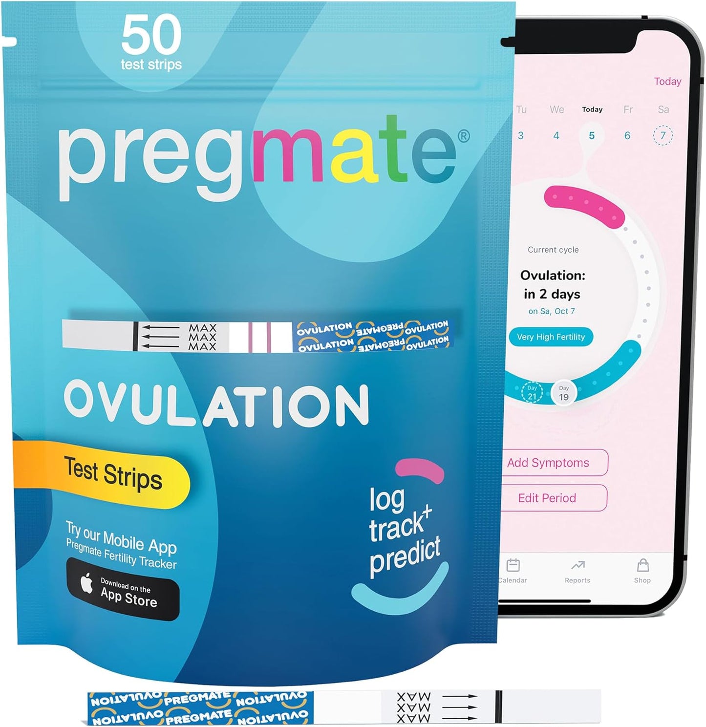 Pregmate Ovulation Test Strips | 50 LH Predictor Kit | Accurate Fertility Tracking for Cycle & Conception Planning