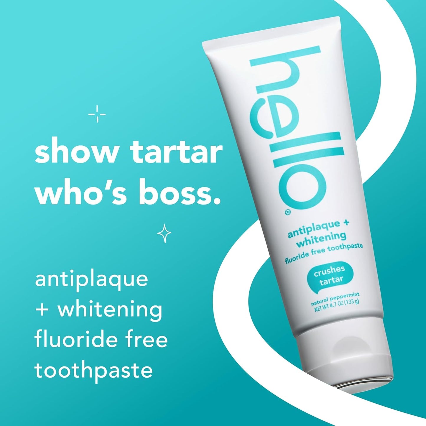 Hello Antiplaque & Whitening Fluoride-Free Toothpaste | Coconut Oil & Tea Tree Oil | Natural Peppermint | Helps Whiten Teeth | 3 Pack (4.7 oz Tubes)