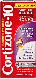 Cortizone-10 Maximum Strength Itch Relief Cream | 1% Hydrocortisone | Fast-Acting Anti-Itch for Rash, Eczema, Psoriasis & Bug Bites | 2 oz