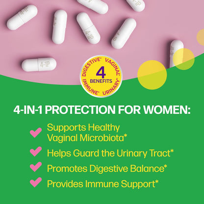 Culturelle 4-in-1 Women’s Probiotic | Daily Probiotic + Prebiotic for Vaginal, Digestive & Immune Support | Gas & Bloating Relief | 30 Capsules