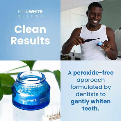 PurelyWHITE DELUXE Teeth Whitening Powder, Enamel-Safe, No Sensitivity, Removes Coffee, Tea & Tobacco Stains