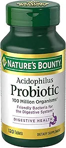 Nature's Bounty Acidophilus Probiotic | Daily Digestive Health Support | 100 Million Organisms | Vegetarian Formula | 120 Tablets