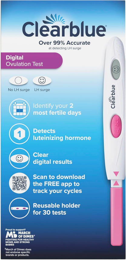Clearblue Digital Ovulation Test | 30 Tests for Accurate Fertility Tracking | Easy-to-Read Digital Results