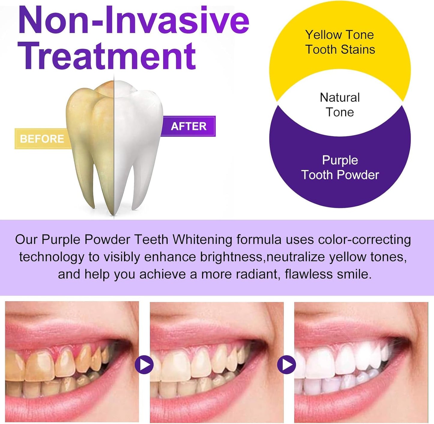 Teeth Whitening Powder – Enamel-Safe, No Sensitivity, Removes Coffee, Tea, Food & Tobacco Stains