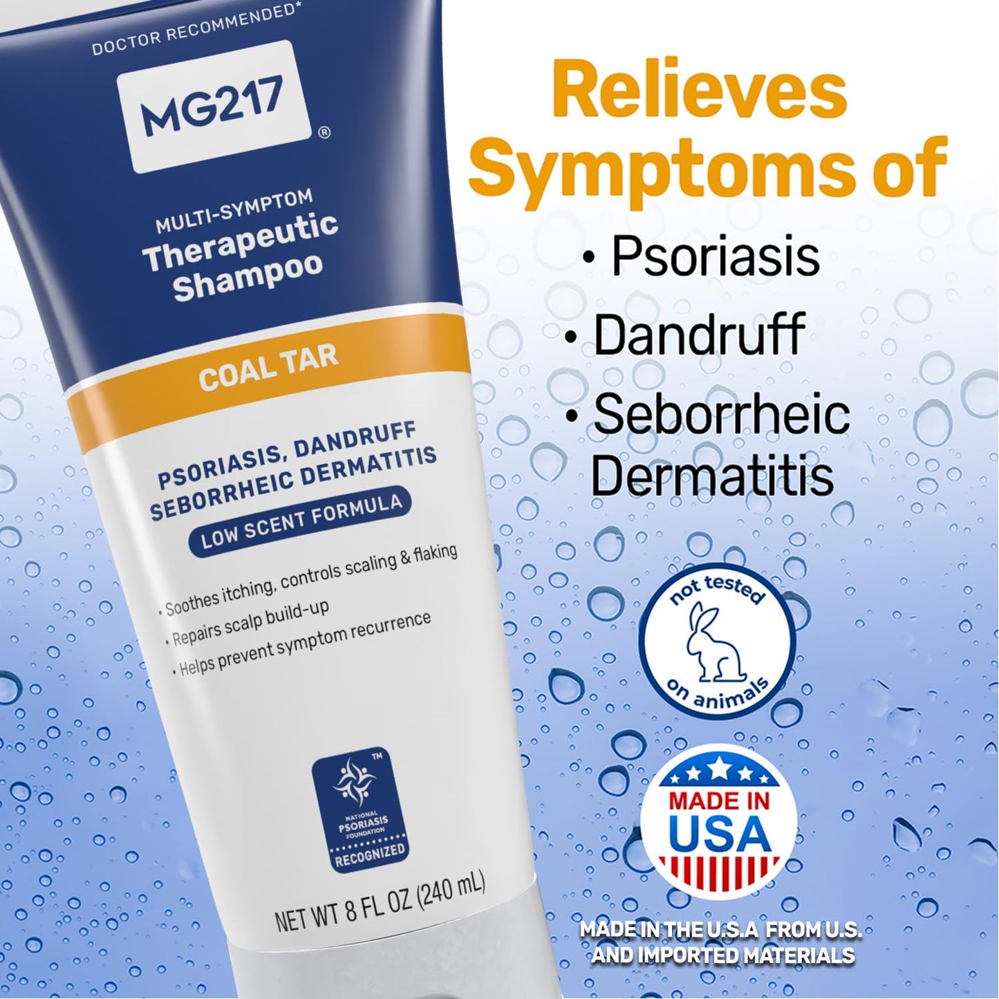 MG217 Psoriasis Shampoo & Conditioner | 0.5% Coal Tar Therapeutic Scalp Treatment | Controls Itching, Scaling & Flaking | 8 fl oz