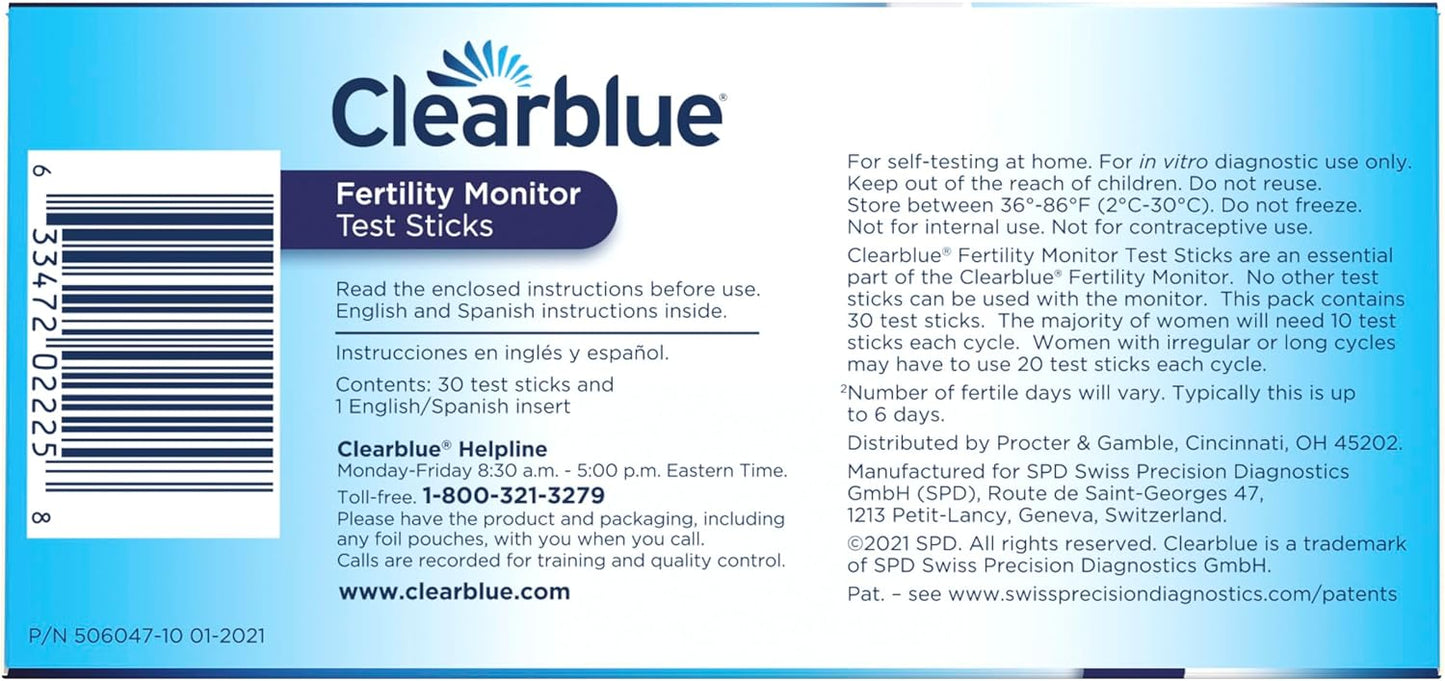 Clearblue Fertility Monitor Test Sticks | 30 Count | Accurate Ovulation & Fertility Tracking Support