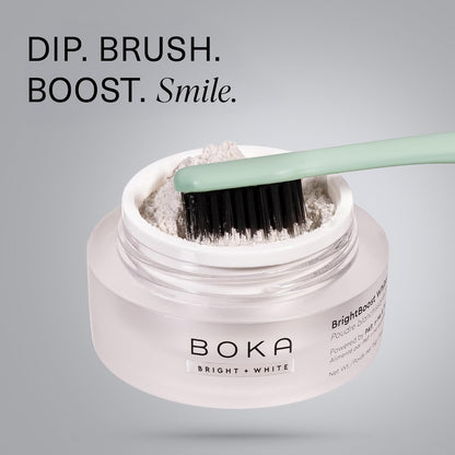 Boka Teeth Whitening Powder – Nano Hydroxyapatite, Sensitive Teeth Safe, Probiotics, Multivitamins & Aloe, Toothpaste Alternative with Essential Oils