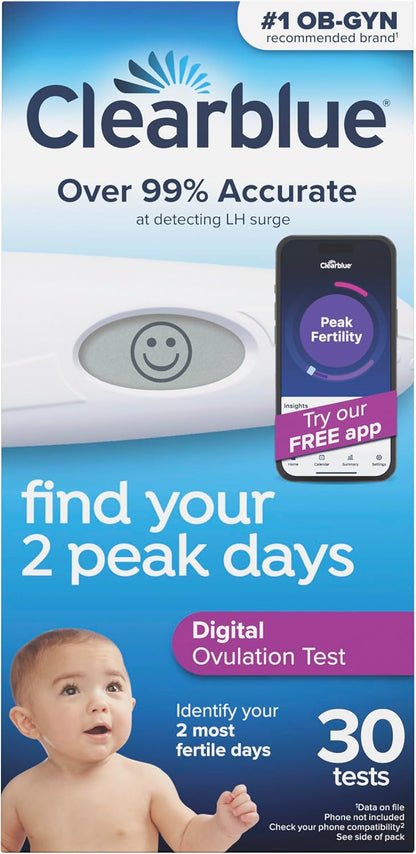 Clearblue Digital Ovulation Test | 30 Tests for Accurate Fertility Tracking | Easy-to-Read Digital Results
