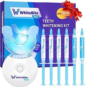 Whitebite Pro Teeth Whitening Kit for Sensitive Teeth | 4 Whitening Gels & 2 Remineralizing Gels | LED Light | Professional Dental-Grade, Enamel Safe
