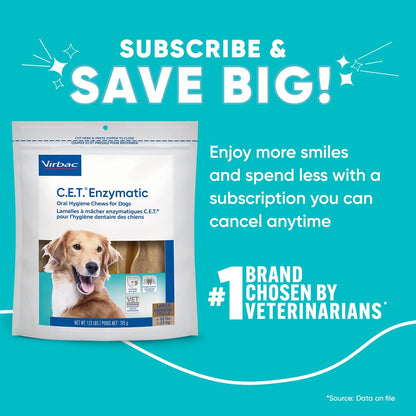 Virbac C.E.T. Enzymatic Oral Hygiene Chews for Large Dogs – 30 Count