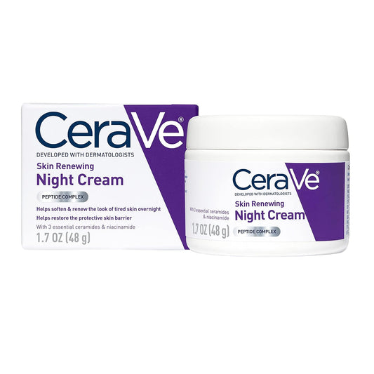 CeraVe Anti-Aging Skin Renewing Night Face Cream with Hyaluronic Acid, 1.7 OZ