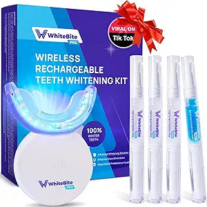 Whitebite Pro Teeth Whitening Kit for Sensitive Teeth | Dual LED Light | 35% Carbamide Peroxide Gel + Remineralizing Gel | Dental-Grade Mint Whitening at Home