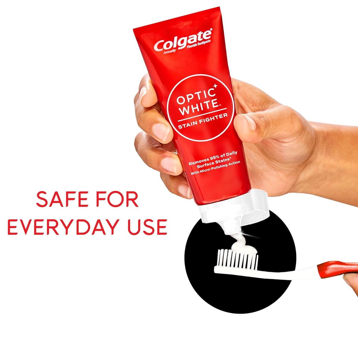 Colgate Optic White Stain Fighter Toothpaste | Anticavity Fluoride | Removes Daily Surface Stains | Clean Mint | 4 Pack, 4.2 oz