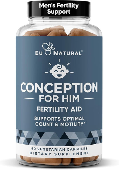 Conception For Him – Fertility Supplements for Men, Male Fertility Booster & Prenatal – Optimal Sperm Count, Motility Strength – Ashwagandha, Folate Folic Acid,Magnesium & Zinc – 60 Veg Soft Capsules