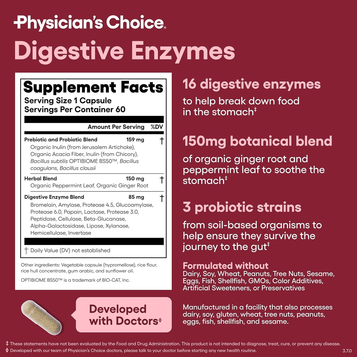 Physician's Choice Digestive Enzymes | 16 Enzymes + Probiotics & Prebiotics | Bloating, Gas & Digestion Support | Dual-Action Gut Health | 60 Capsules
