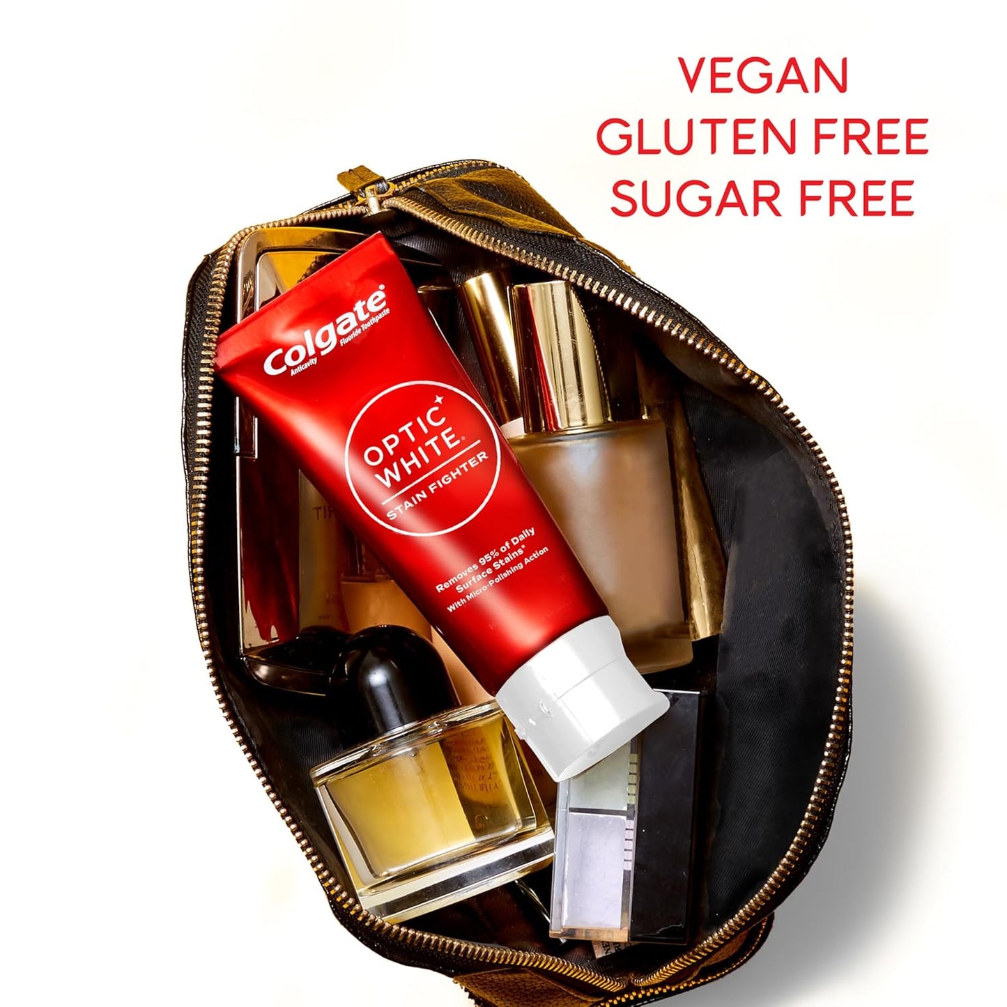 Colgate Optic White Stain Fighter Toothpaste | Anticavity Fluoride | Removes Daily Surface Stains | Clean Mint | 4 Pack, 4.2 oz