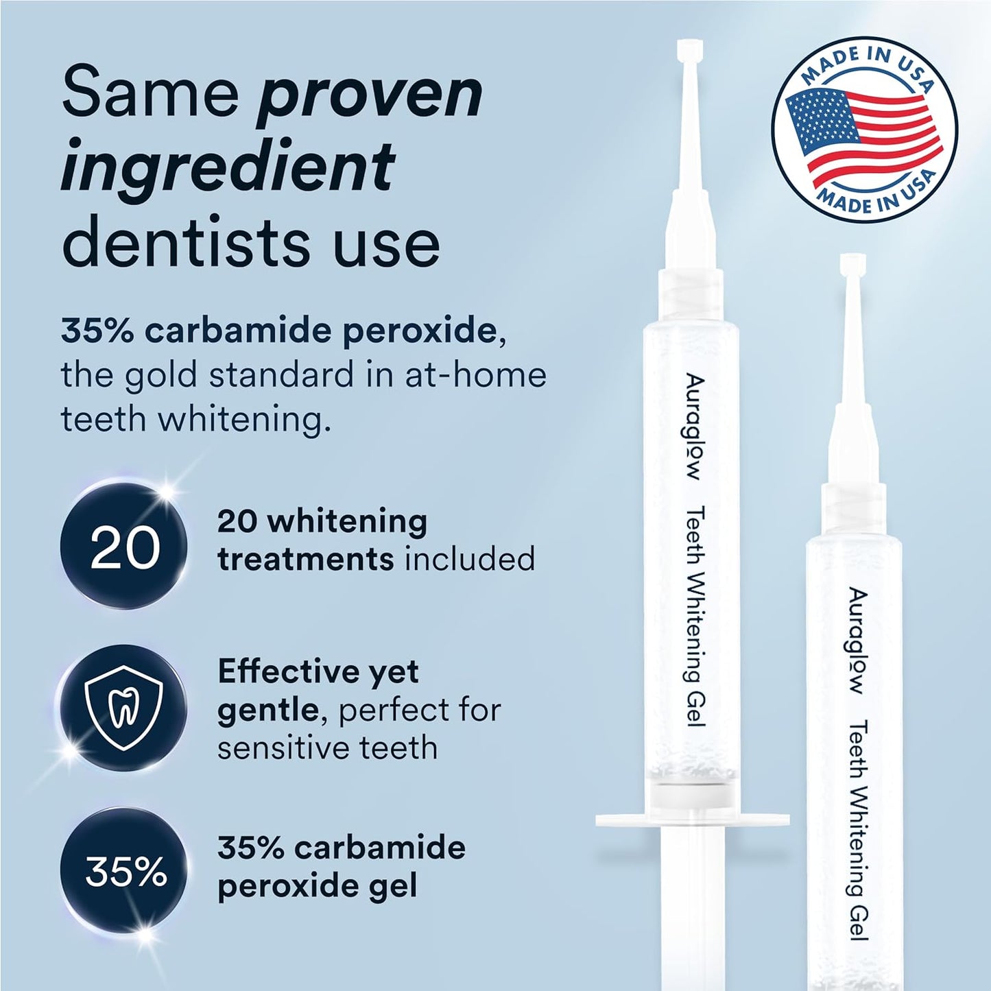 Auraglow Teeth Whitening Kit with LED Light | 35% Carbamide Peroxide Gel | Whitens Up to 10 Shades in 7 Days | 20+ Treatments