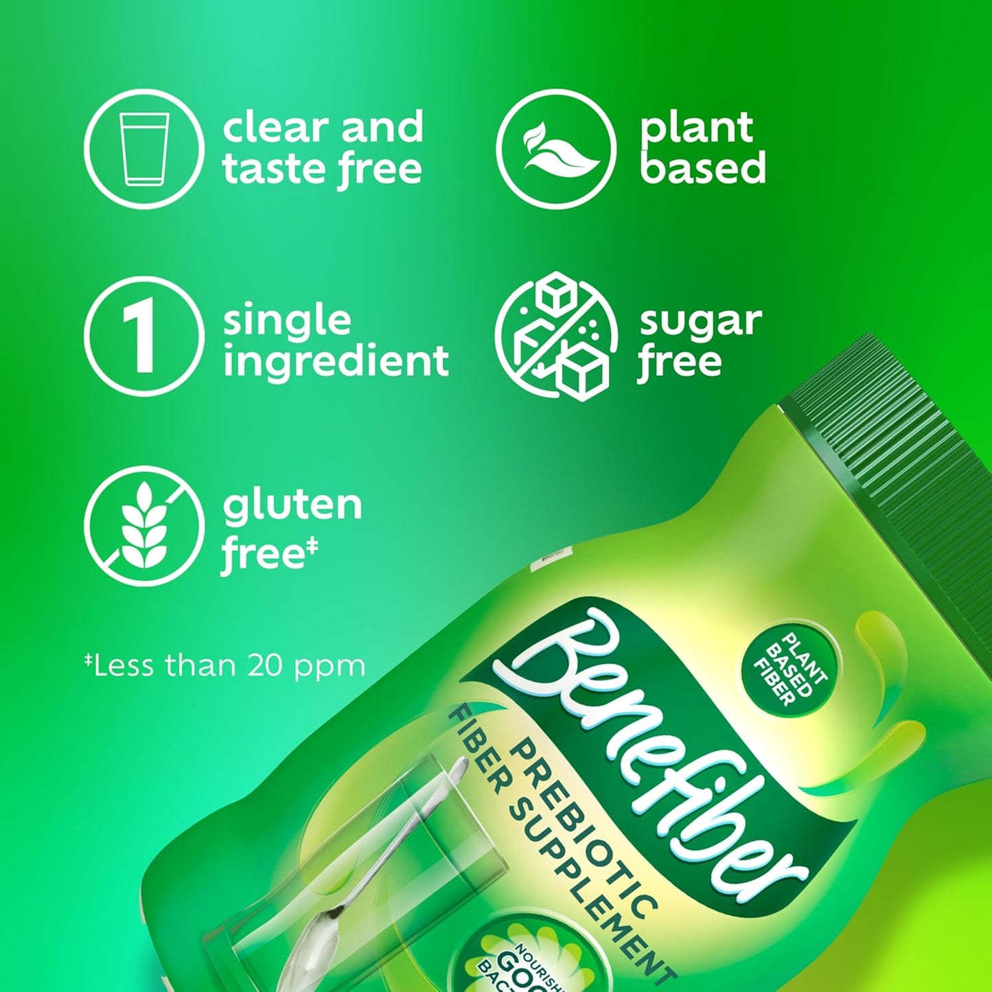 Benefiber Daily Prebiotic Fiber Powder | Unflavored Fiber Supplement for Digestive Health | 125 Servings | 17.6 oz