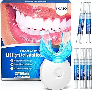 Teeth Whitening Kit with LED Light | 3 Whitening Pens + 2 Desensitizing Pens | 35% Carbamide Peroxide | Fast 7-Day Visible Whitening & Remineralizing Care