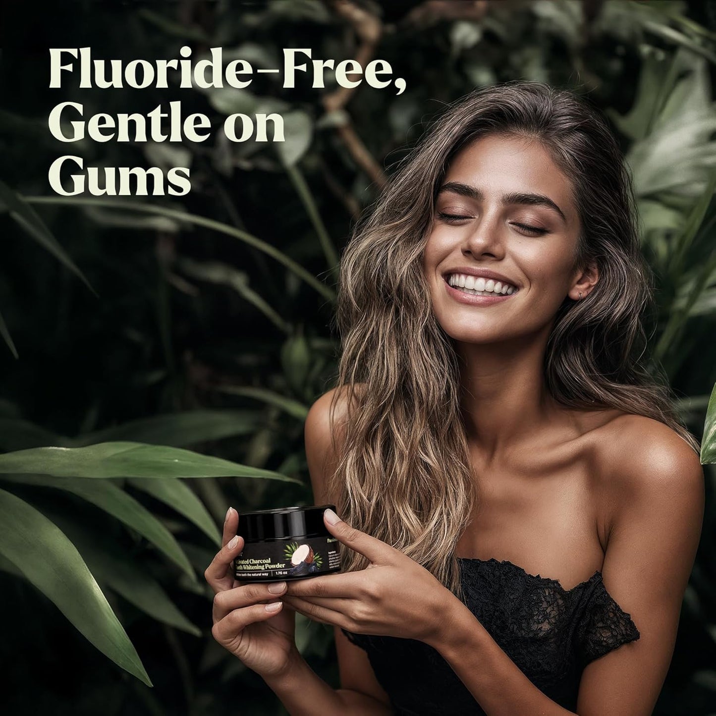 Lagunamoon Activated Charcoal Teeth Whitening Powder – 50g, Natural Coconut Charcoal, Safe on Gums & Enamel, Stain Remover