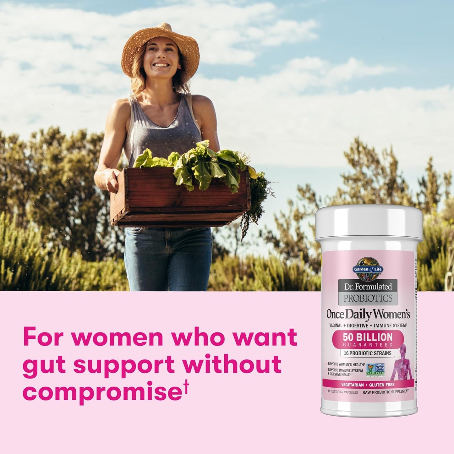 Garden of Life Dr. Formulated Probiotics for Women | 50 Billion CFU, 16 Strains & Organic Prebiotics | Digestive, Vaginal & Immune Support | 30 Capsules