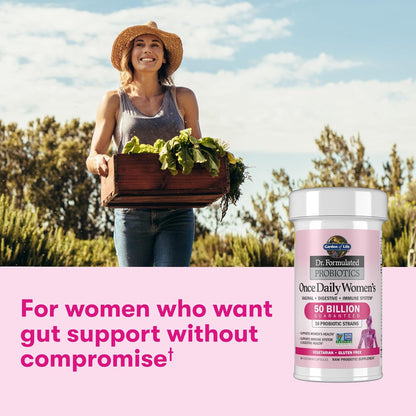 Garden of Life Dr. Formulated Probiotics for Women | 50 Billion CFU, 16 Strains & Organic Prebiotics | Digestive, Vaginal & Immune Support | 30 Capsules