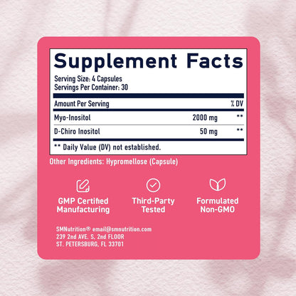 Myo-Inositol & D-Chiro Inositol 40:1 | Women’s Hormone & Fertility Support | Ovarian Health & Cycle Balance | 120 Capsules