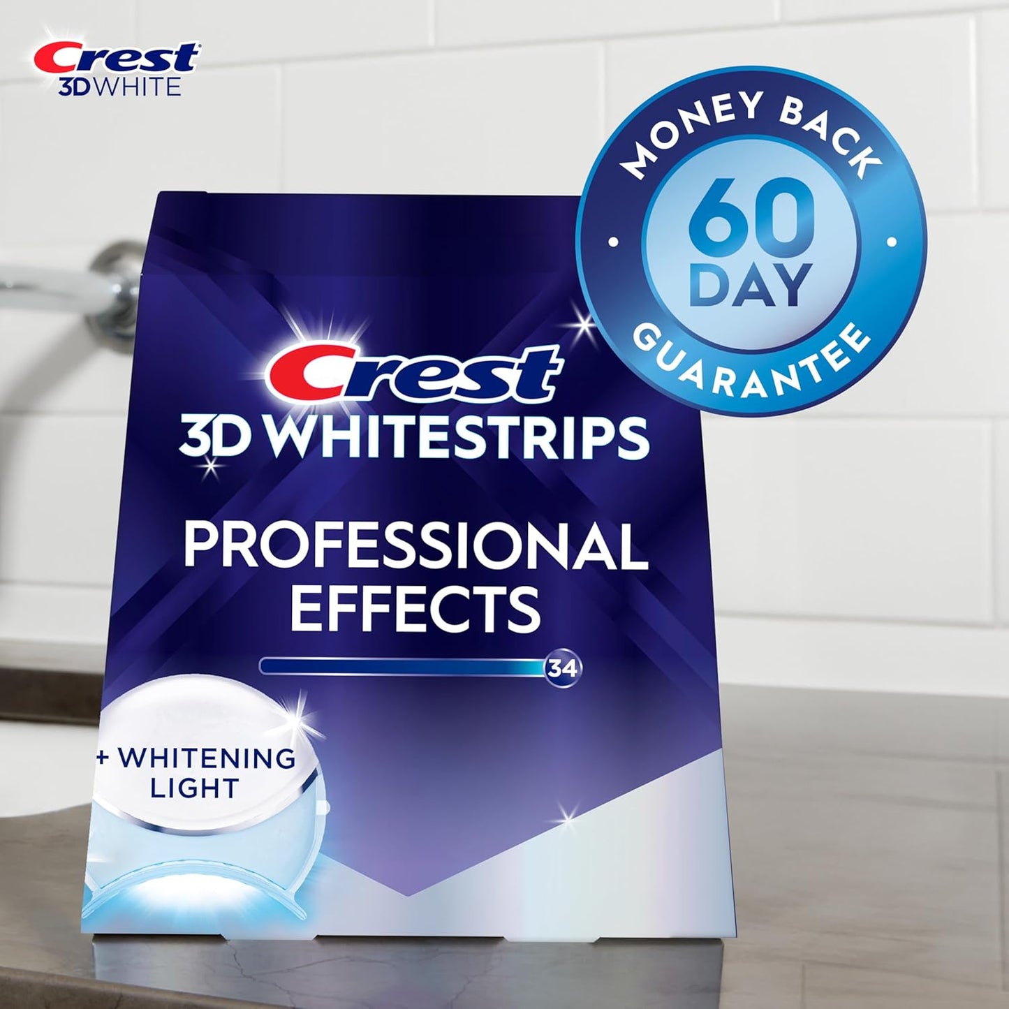 Crest 3D Whitestrips Professional Effects + LED Light | Teeth Whitening Kit | 20 Treatments (40 Strips, Upper & Lower) | Crest 3DWhite