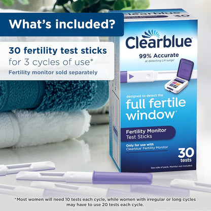 Clearblue Fertility Monitor Test Sticks | 30 Count | Accurate Ovulation & Fertility Tracking Support