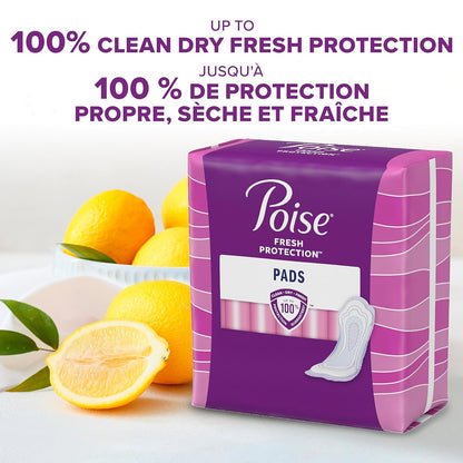 Poise Incontinence Pads for Women, Moderate Absorbency, Long Length – 54 Count