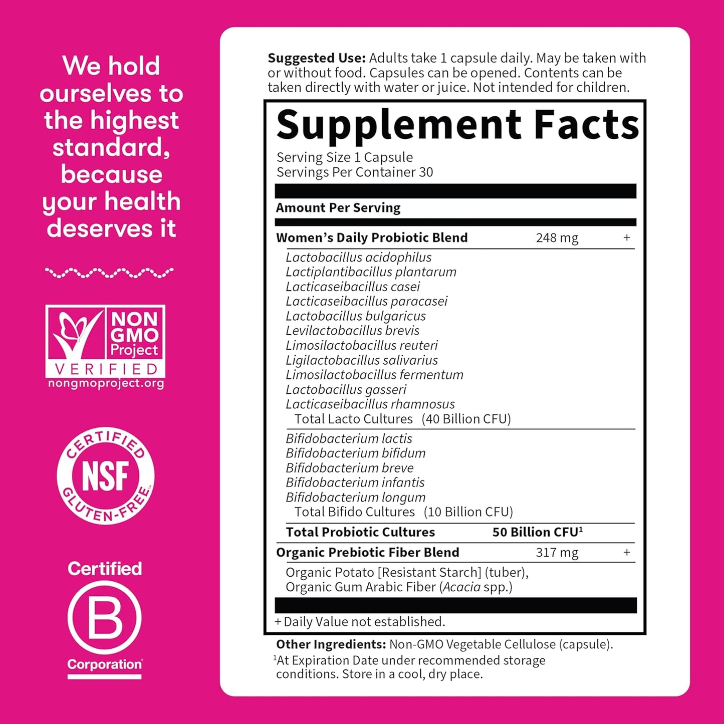 Garden of Life Dr. Formulated Probiotics for Women | 50 Billion CFU, 16 Strains & Organic Prebiotics | Digestive, Vaginal & Immune Support | 30 Capsules