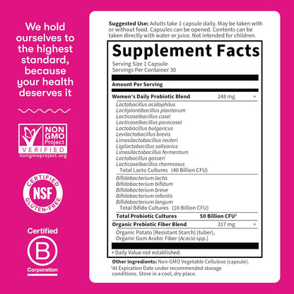 Garden of Life Dr. Formulated Probiotics for Women | 50 Billion CFU, 16 Strains & Organic Prebiotics | Digestive, Vaginal & Immune Support | 30 Capsules