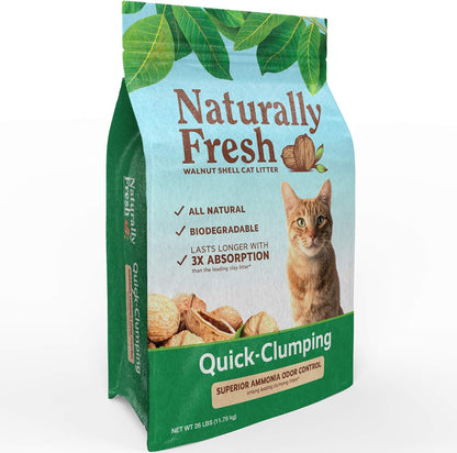 Naturally Fresh Quick-Clumping Walnut Cat Litter – Unscented, 26 lb