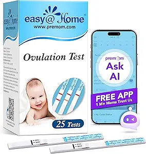 Easy@Home Ovulation Test Strips | Fertility Predictor Kit with Premom App | 25 LH Strips for Accurate Ovulation Tracking