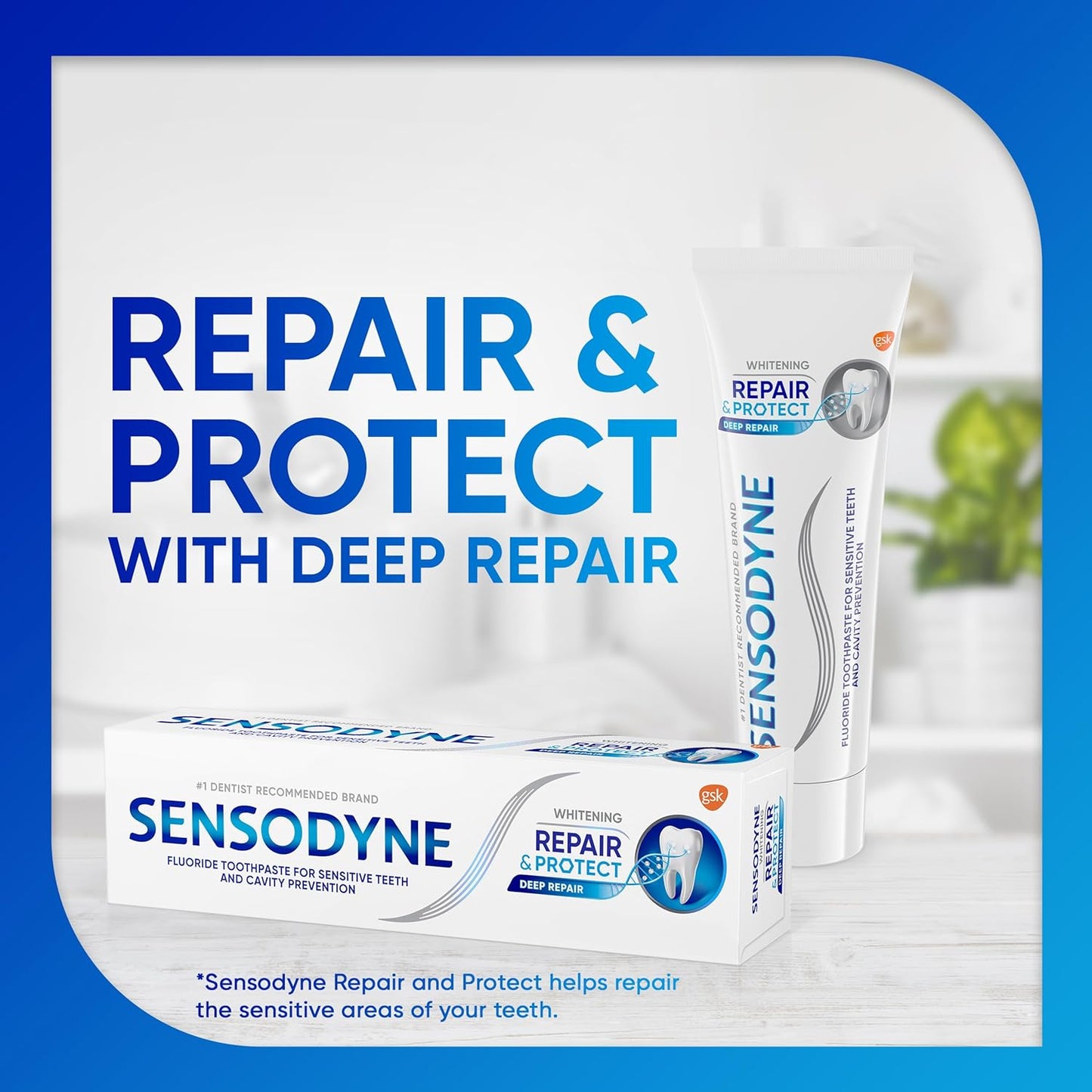 Sensodyne Repair & Protect Whitening Toothpaste for Sensitive Teeth, Cavity Prevention, 3.4 oz (Pack of 2)