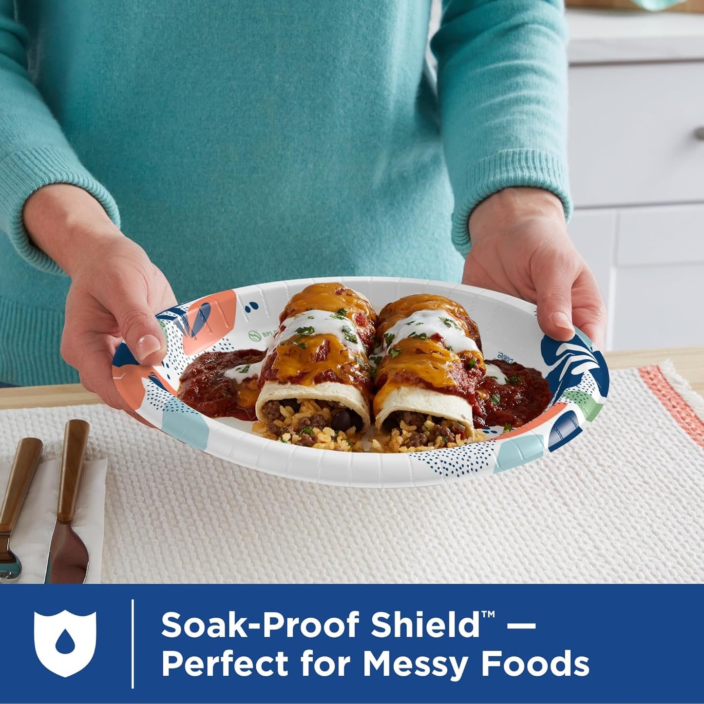 Dixie 10-Inch Large Disposable Paper Plates – 204 Count, 2X Stronger, Microwave-Safe