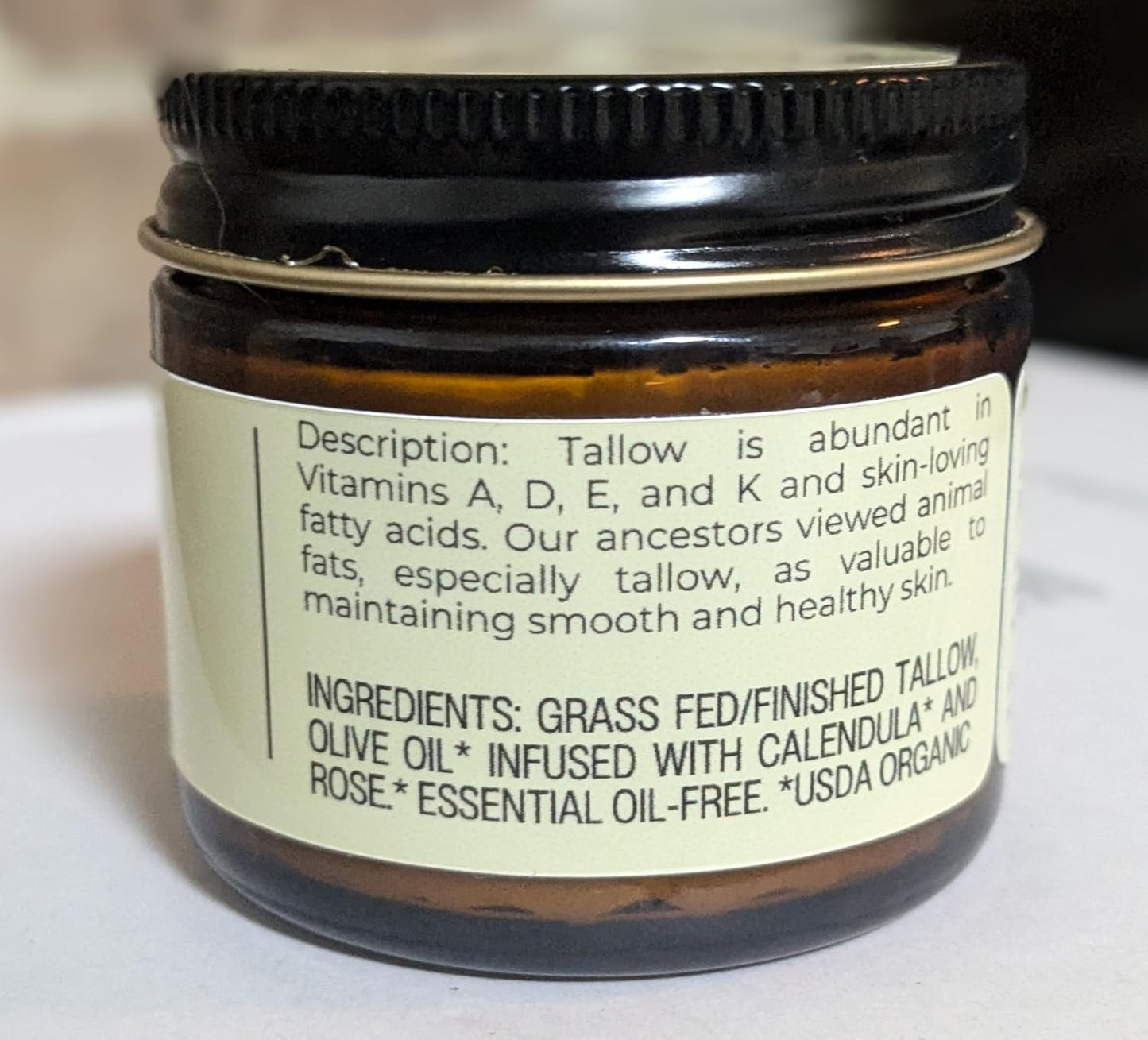 Hearth & Homestead Handmade Whipped Tallow Balm | Organic Body Butter with Olive Oil | Unscented & Herb-Infused | For Eczema, Rosacea & Baby | 1.3 oz