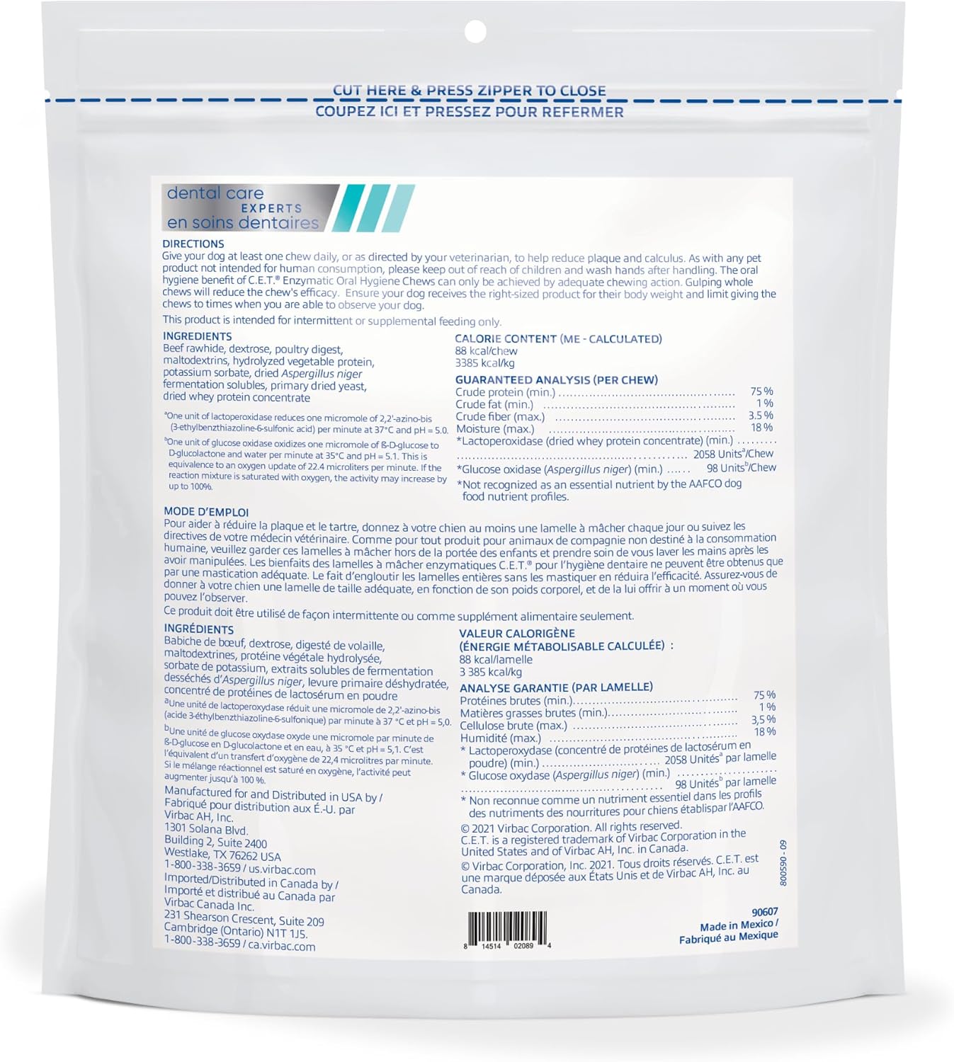 Virbac C.E.T. Enzymatic Oral Hygiene Chews for Large Dogs – 30 Count