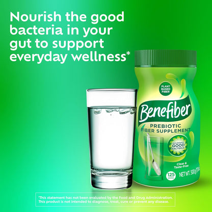 Benefiber Daily Prebiotic Fiber Powder | Unflavored Fiber Supplement for Digestive Health | 125 Servings | 17.6 oz