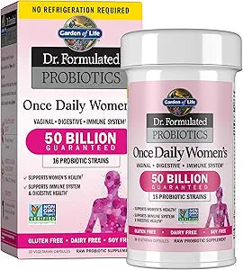 Garden of Life Dr. Formulated Probiotics for Women | 50 Billion CFU, 16 Strains & Organic Prebiotics | Digestive, Vaginal & Immune Support | 30 Capsules