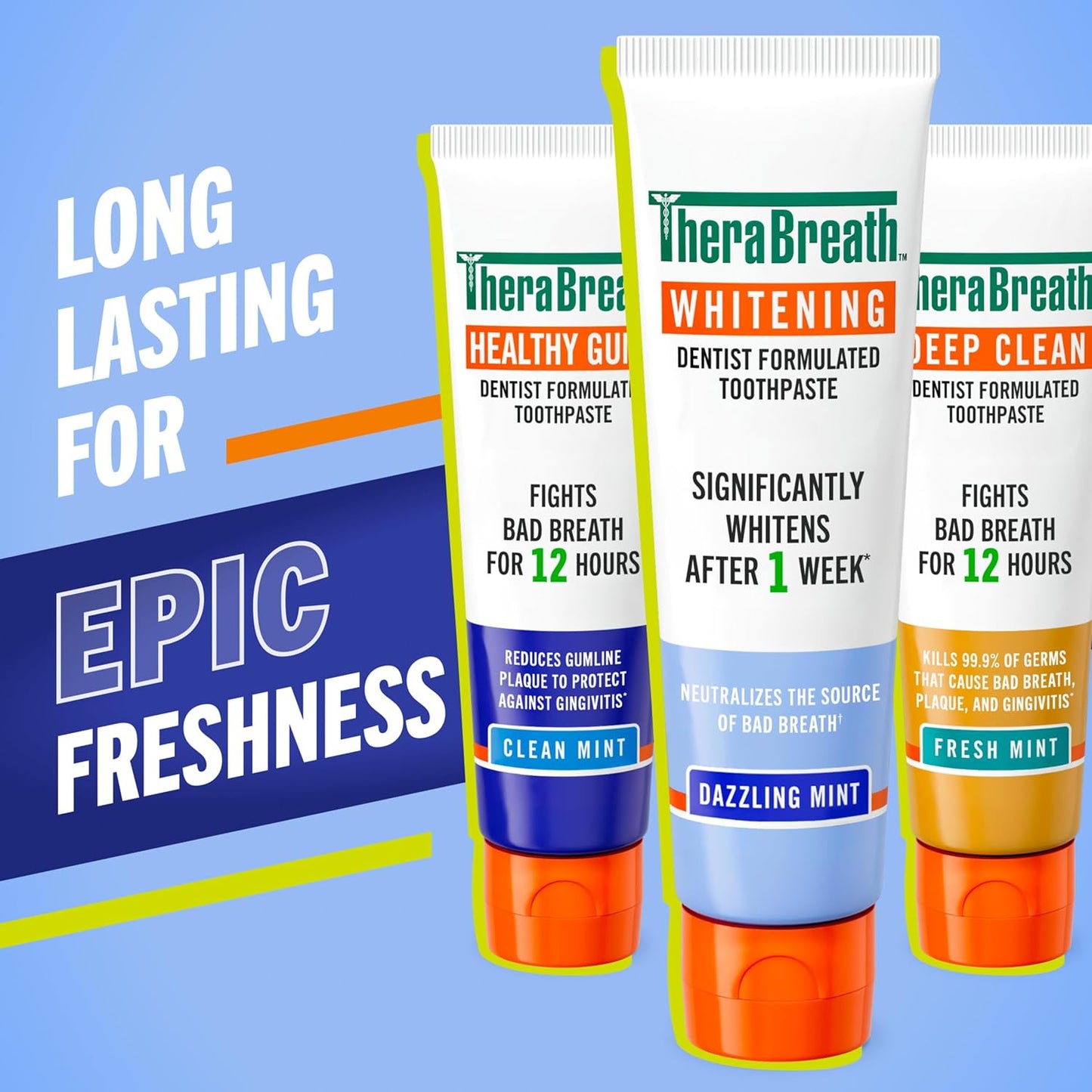 TheraBreath Whitening Toothpaste | Gentle Peroxide-Free Teeth Whitening in 1 Week | Fluoride for Cavity Protection | Dazzling Mint | 4 oz, 2-Pack