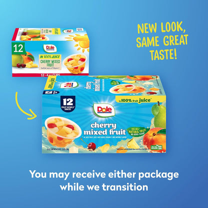 Dole Cherry Mixed Fruit in 100% Juice – 12 Pack of 4oz Cups