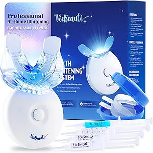 VieBeauti Teeth Whitening Kit for Sensitive Teeth | LED Light | 35% Carbamide Peroxide Gel | Remineralizing Gel | Fast Mint Whitening
