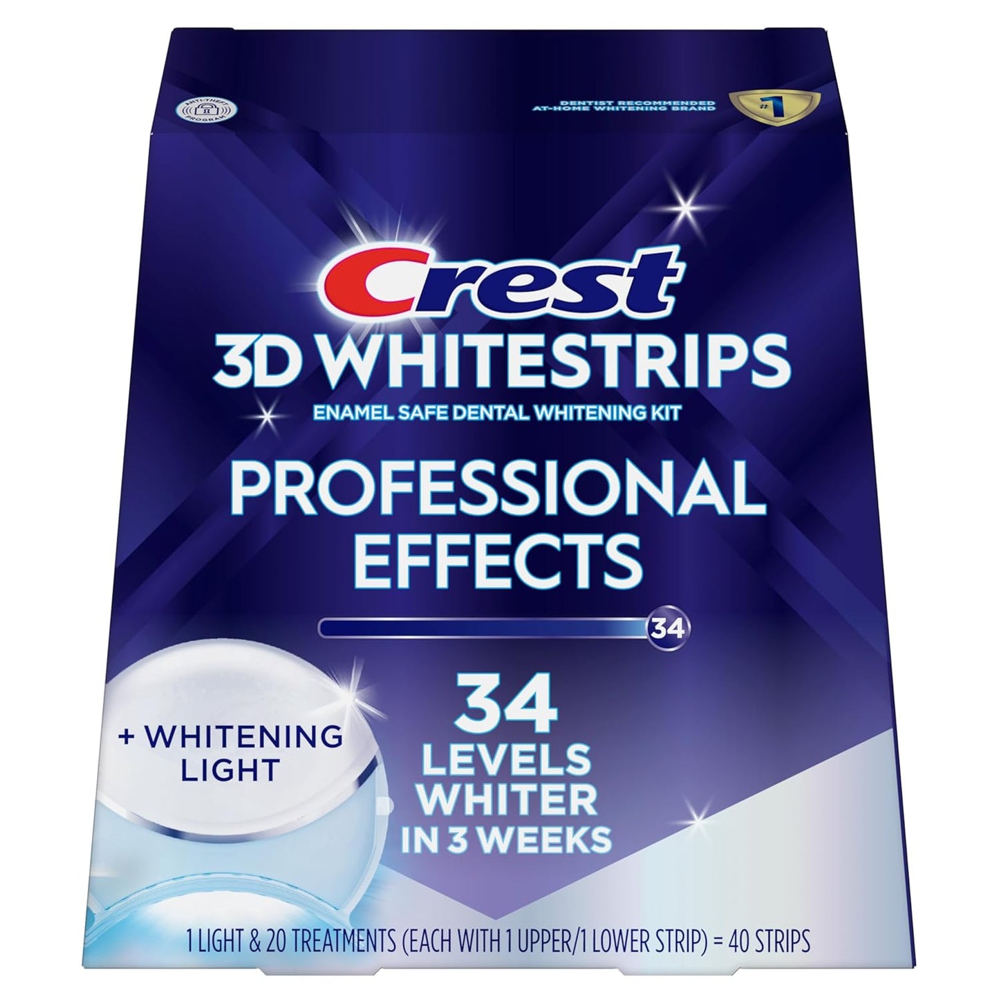 Crest 3D Whitestrips Professional Effects + LED Light | Teeth Whitening Kit | 20 Treatments (40 Strips, Upper & Lower) | Crest 3DWhite