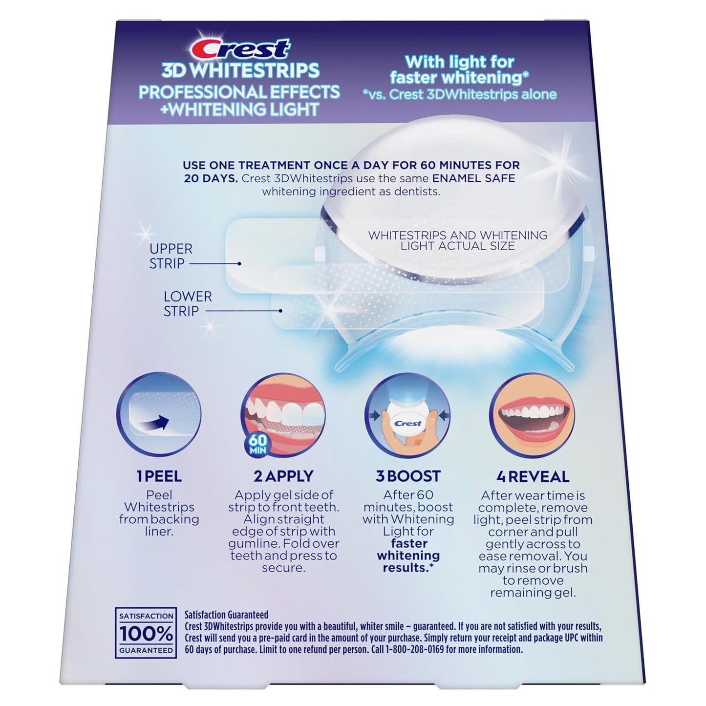 Crest 3D Whitestrips Professional Effects + LED Light | Teeth Whitening Kit | 20 Treatments (40 Strips, Upper & Lower) | Crest 3DWhite
