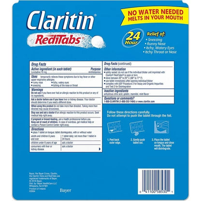 Claritin Allergy Relief 24 Hour Non-Drowsy Loratadine RediTab Dissolving Tablets 70 count
