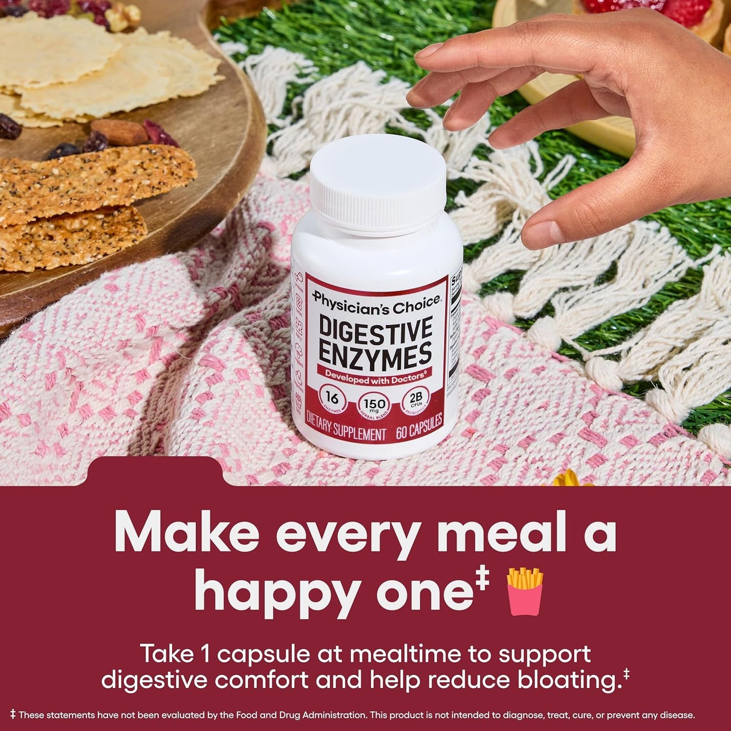 Physician's Choice Digestive Enzymes | 16 Enzymes + Probiotics & Prebiotics | Bloating, Gas & Digestion Support | Dual-Action Gut Health | 60 Capsules